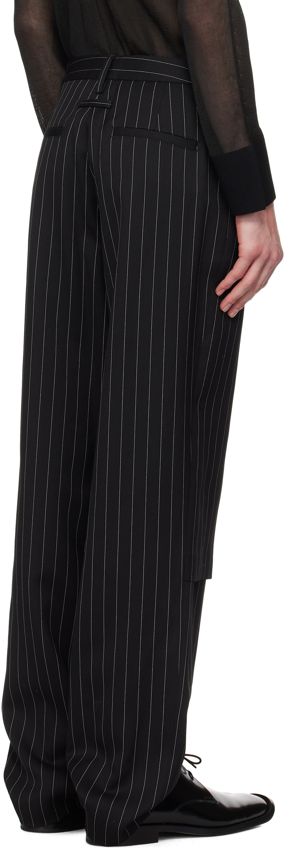Jean Paul Gaultier Striped Casual Pants In Black