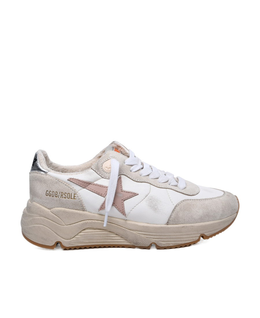 Golden Goose 'running Sole' White Nappa Leather Sneakers In Nude