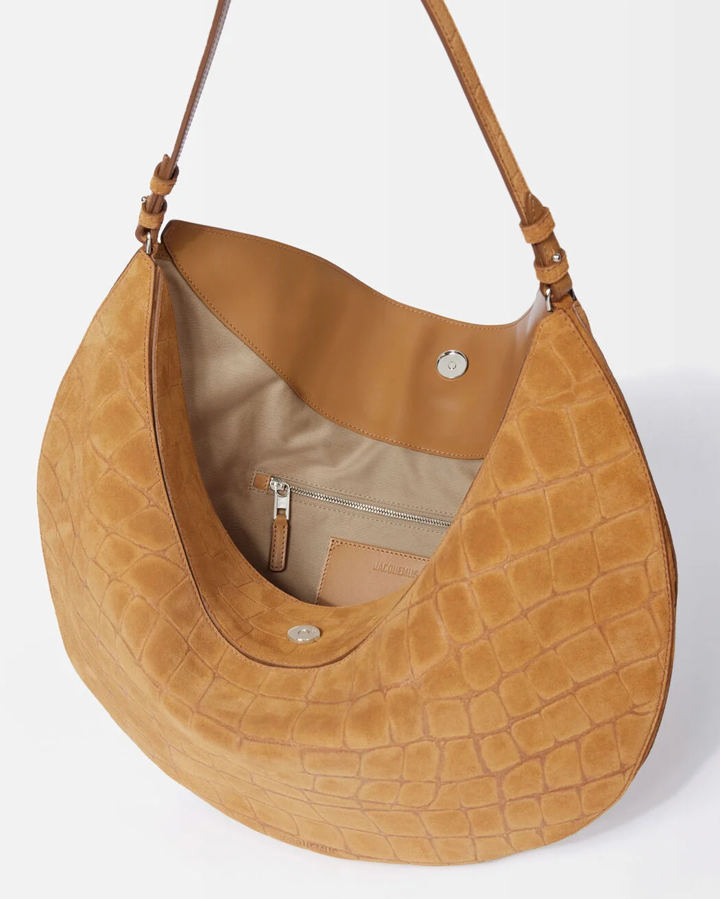 Jacquemus Womens Camel The Ovalo Suede Shoulder Bag In Brown