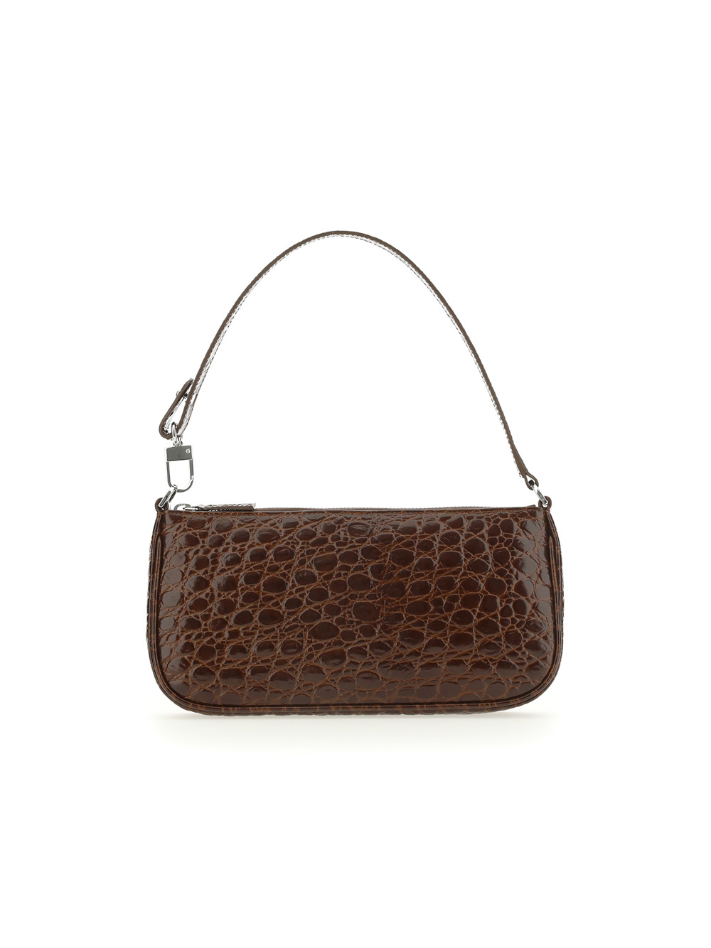 By Far Brown Crocodile Striped Shoulder Bag In Brown