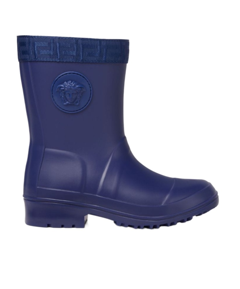 Versace Medusa Head Greca-detail Boots In Blue