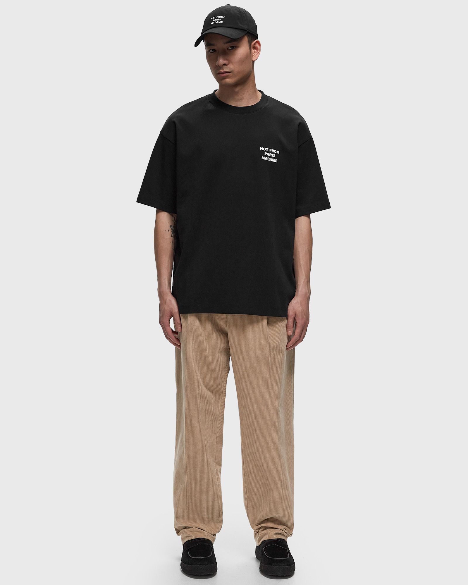 Drôle De Monsieur Black Crewneck T-shirt With Slogan Print On The Front And Back In Cotton Man