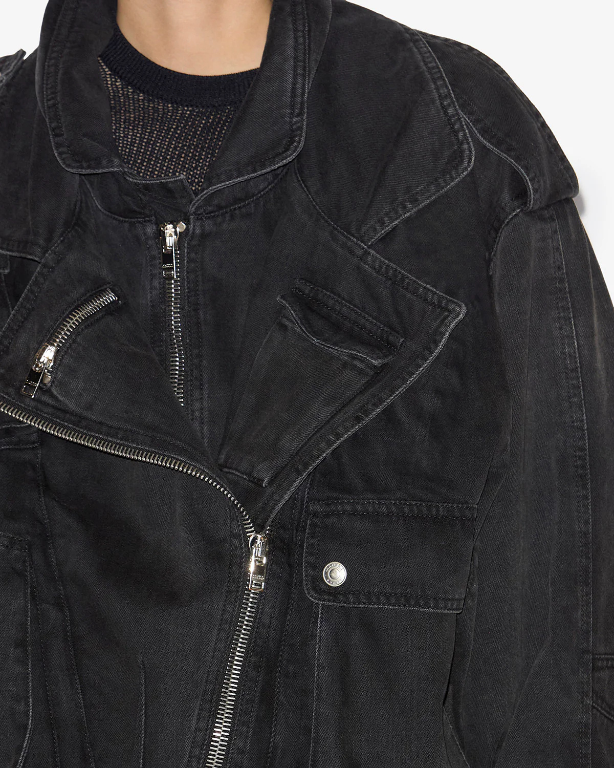 Isabel Marant Aneli Denim Jacket With Pockets In Black