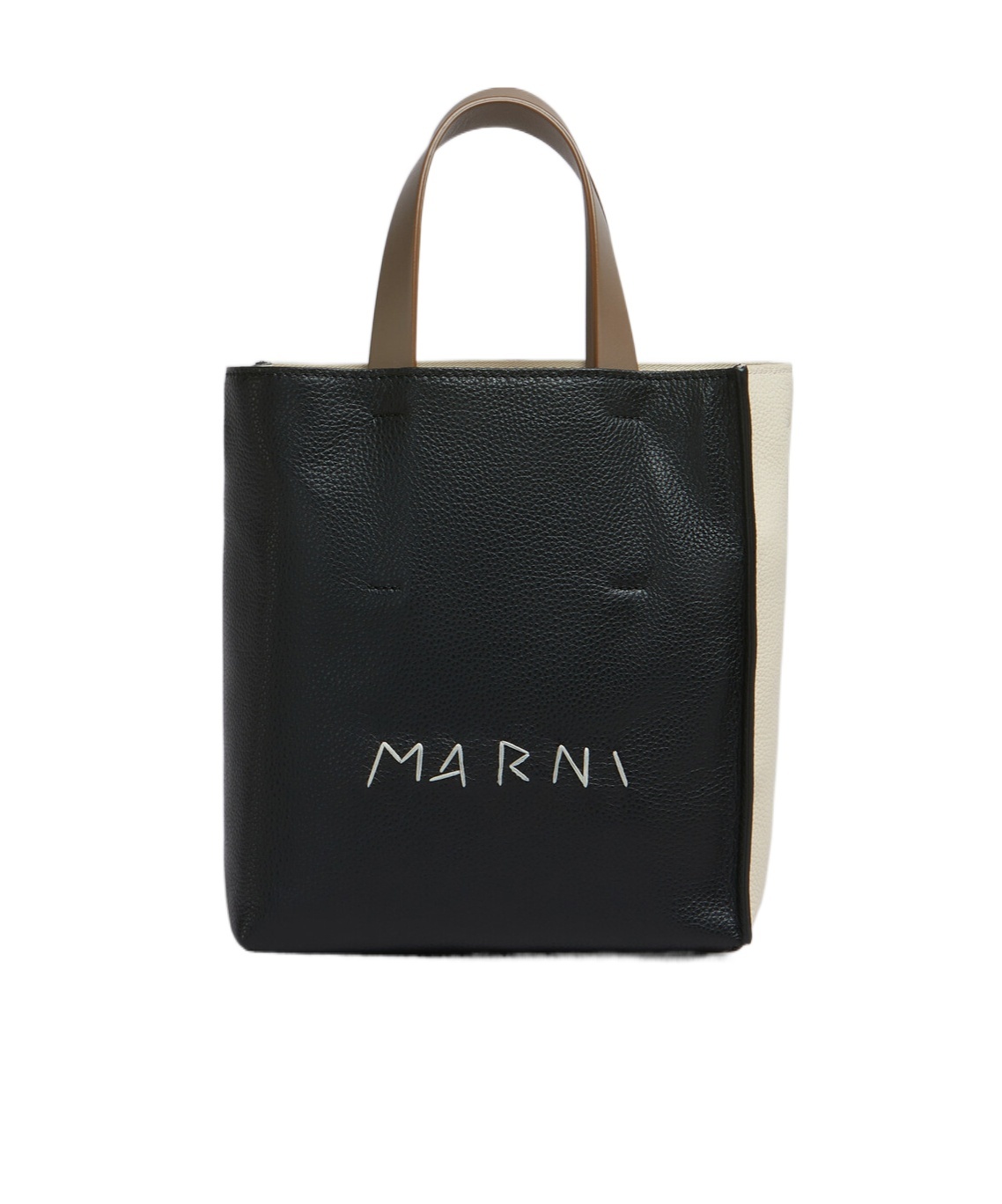 Marni Borsa A Mano Museo Mini In Pelle Bicolor Donna In Black