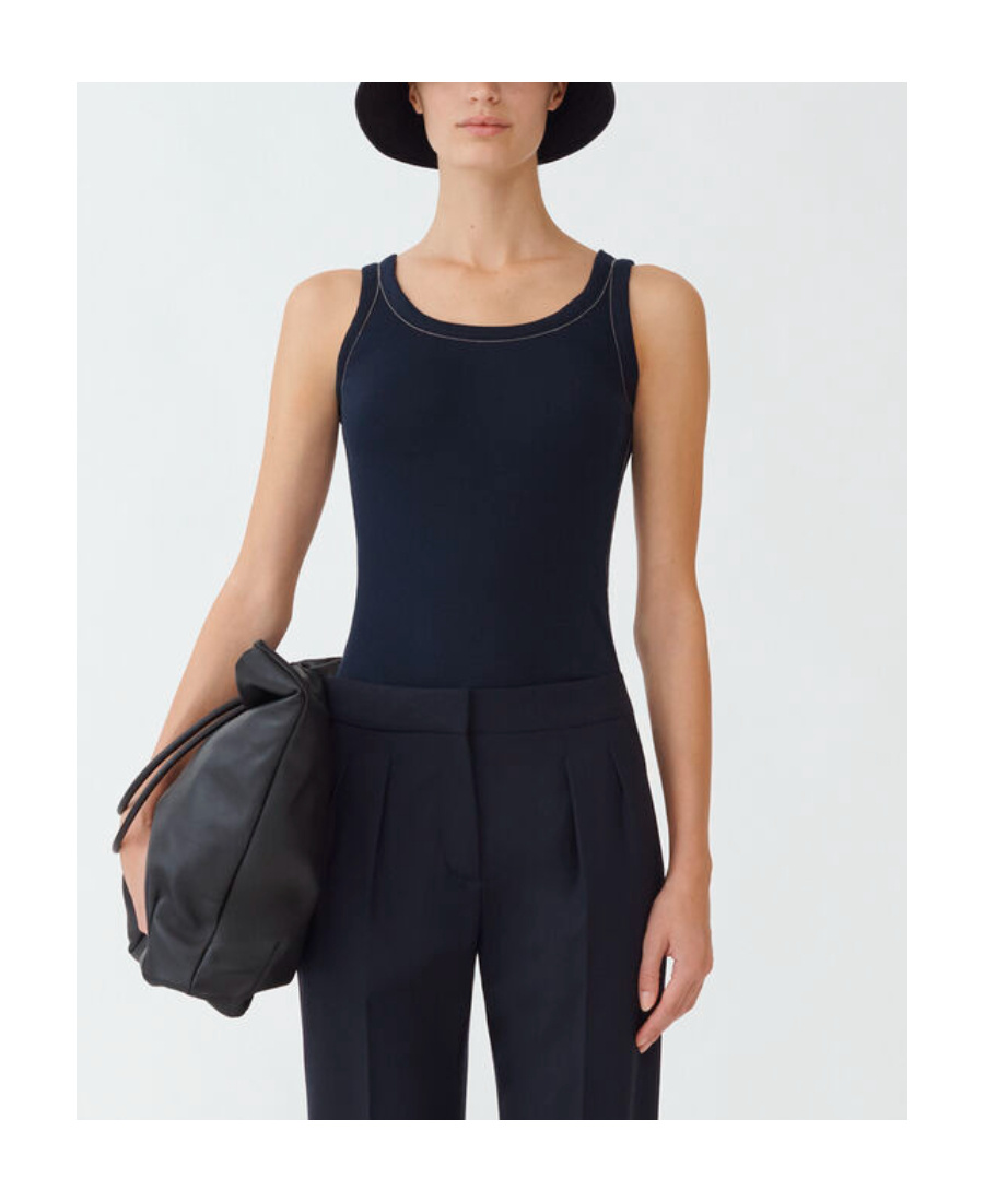 Shop Fabiana Filippi Bead Embellished Ribbed Tank Top In Black