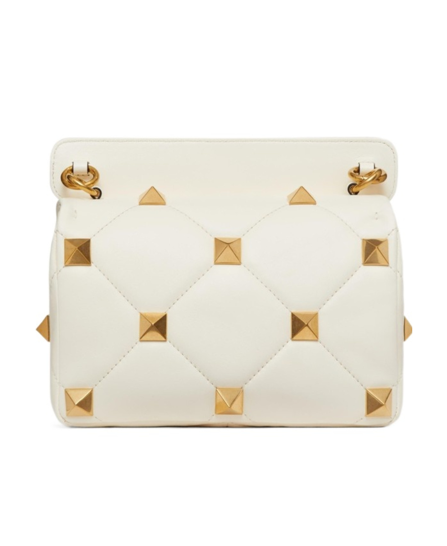 Valentino Medium Roman Stud Shoulder Bag In White