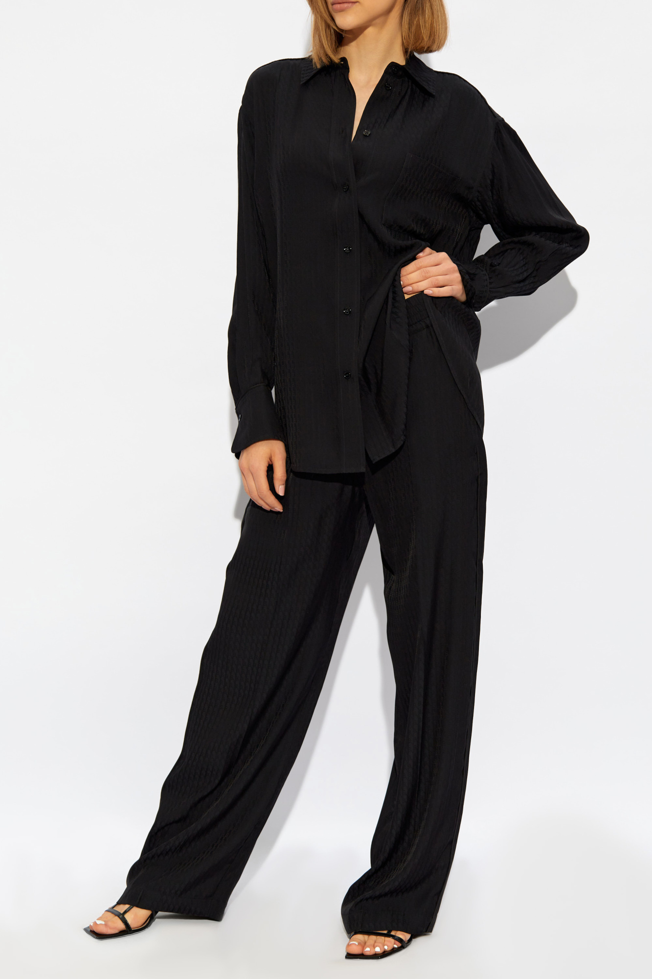 VICTORIA BECKHAM MONOGRAM-PATTERN BUTTON-DOWN SHIRT