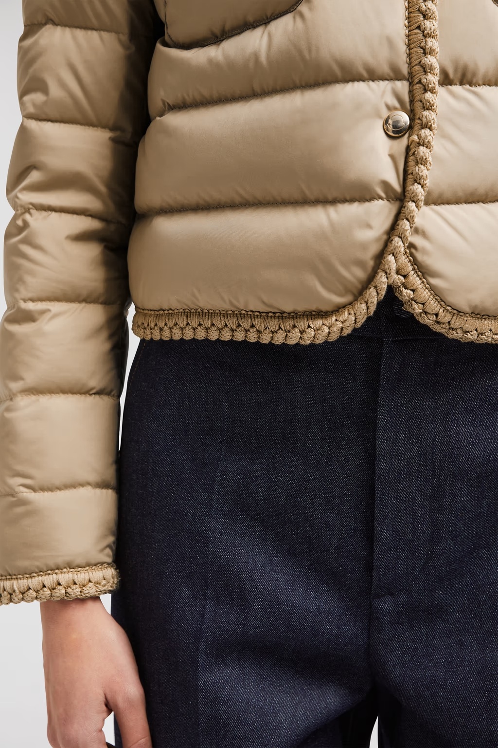 Moncler Gencay Snap Button Fastening Down Jacket In Nude