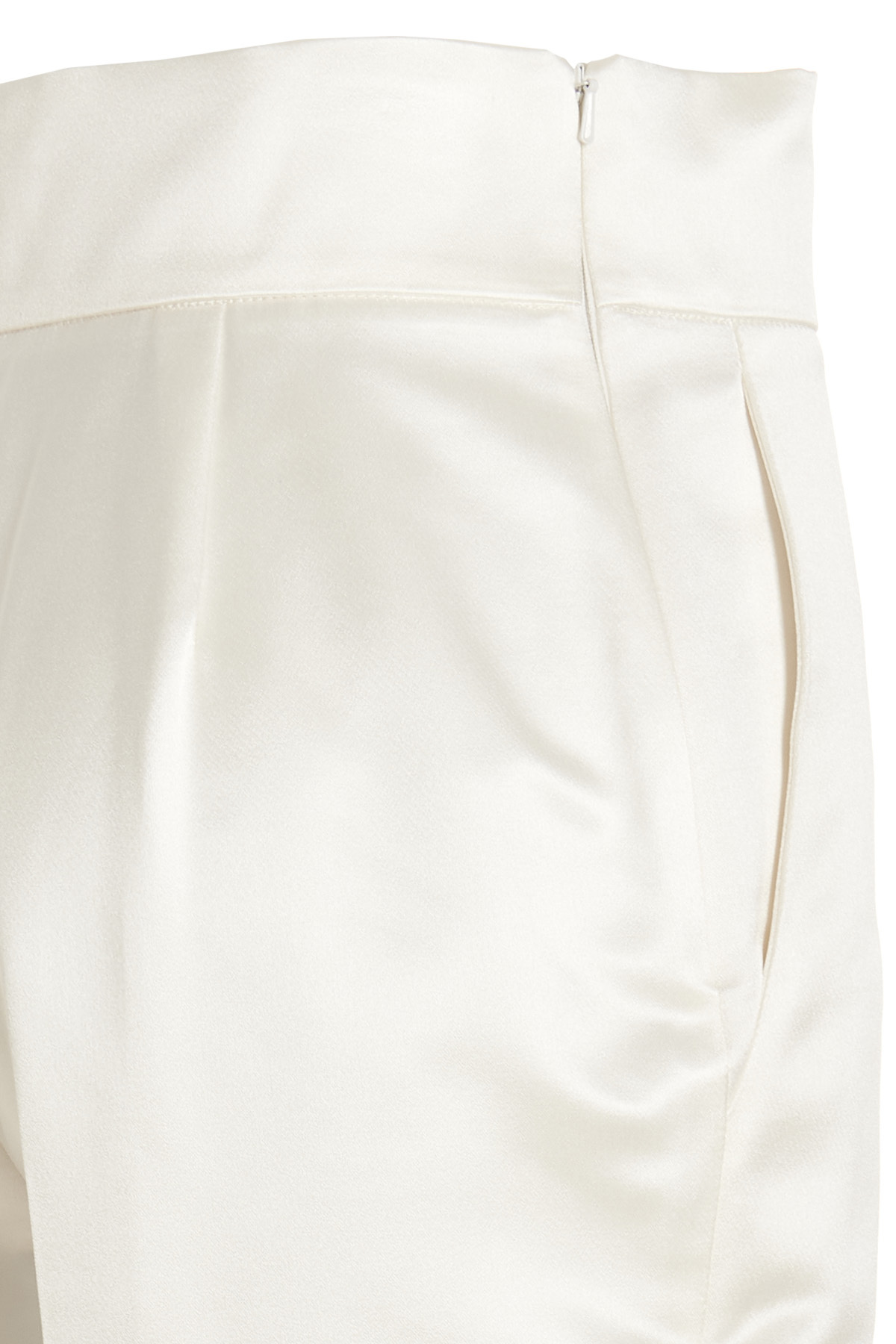 Max Mara Satin High Waist Cropped Trousers In White