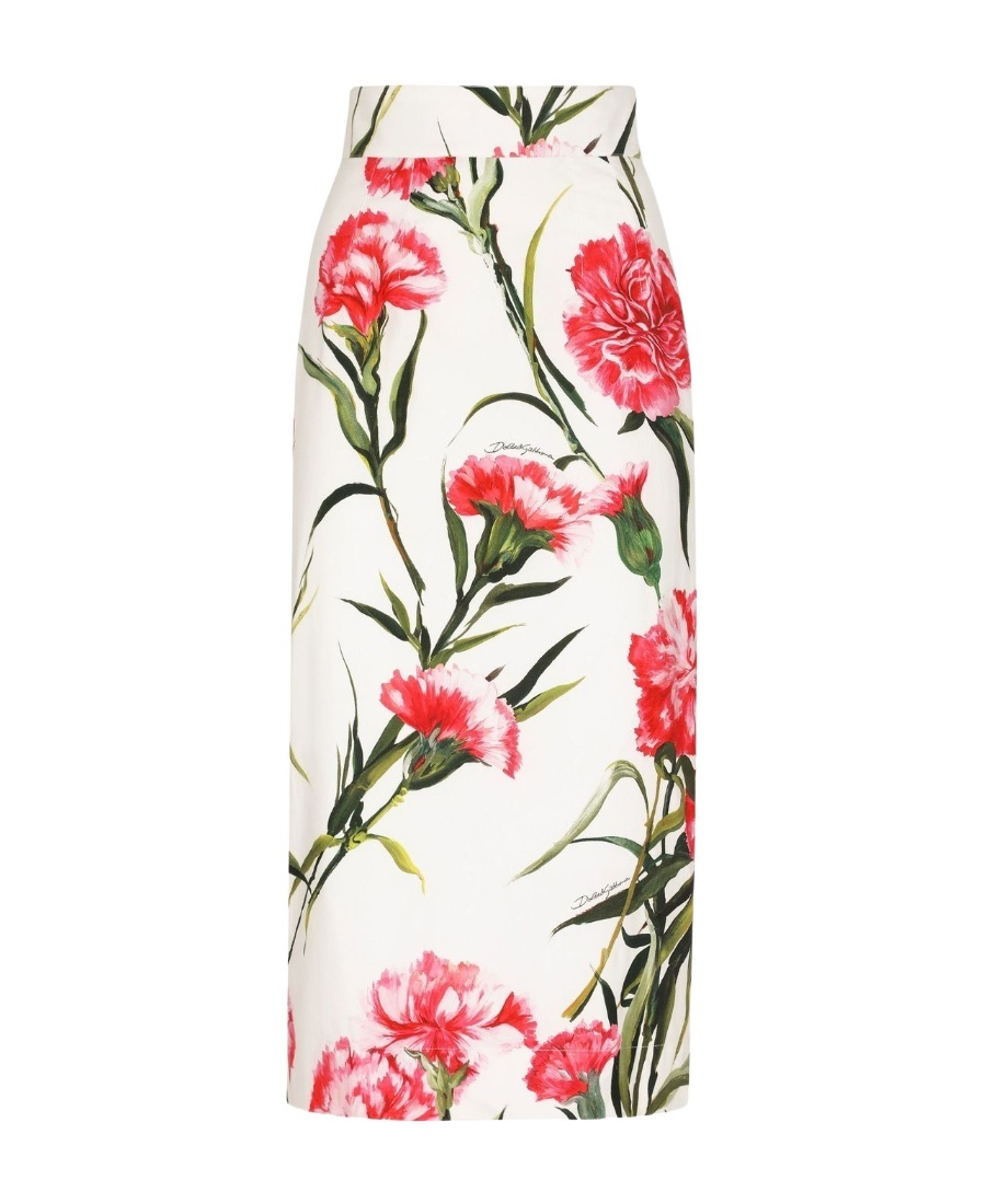 Dolce & Gabbana Floral-print Pencil Skirt In White