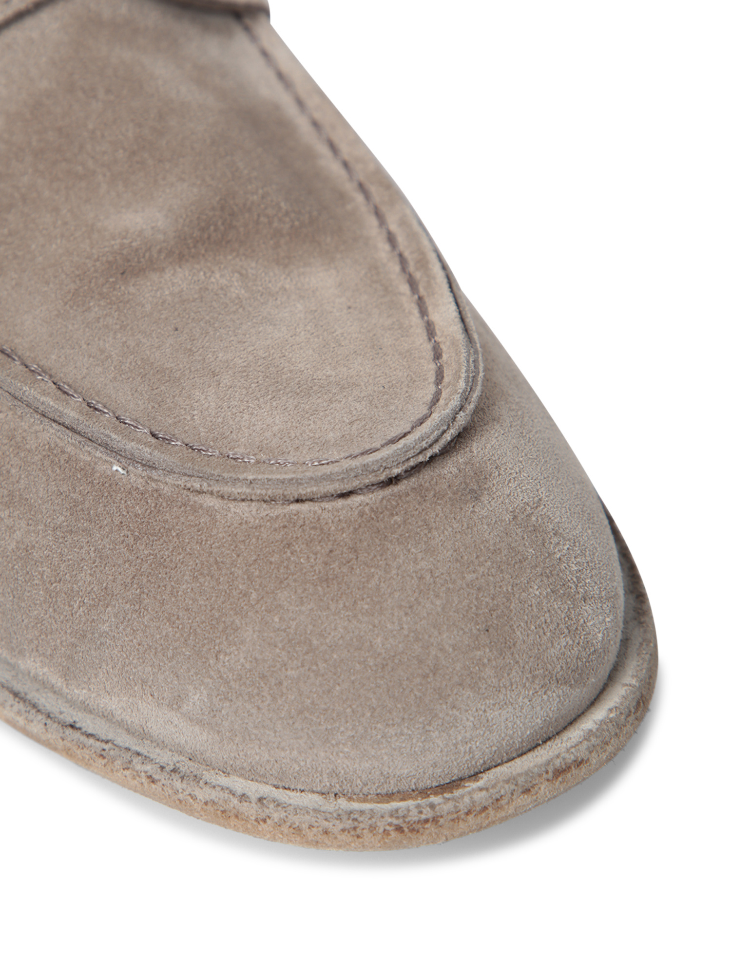 Officine Creative Solitude Suede Beige Loafer In Taupe Grey