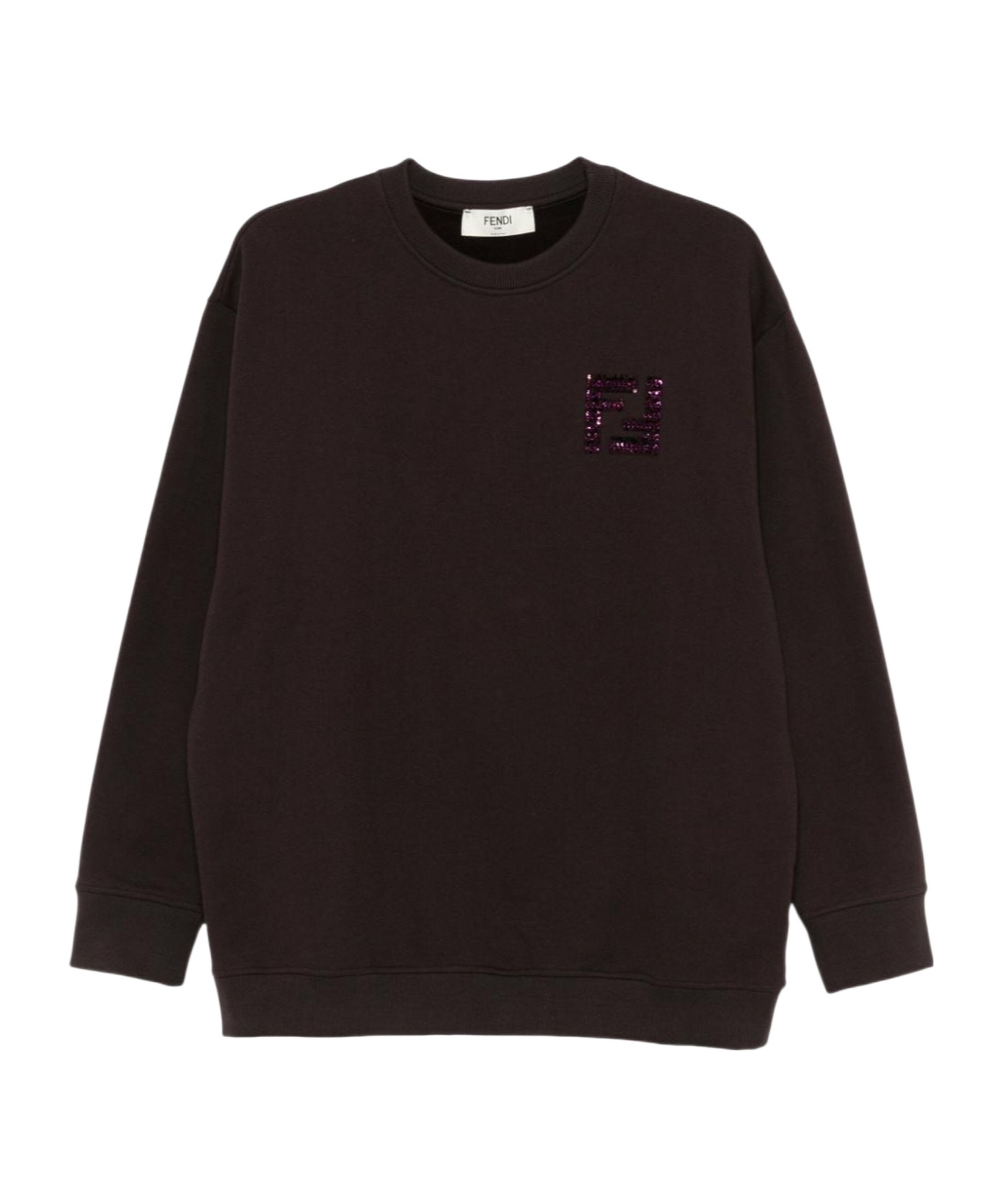 Fendi Sequin-logo Sweatshirt In Black