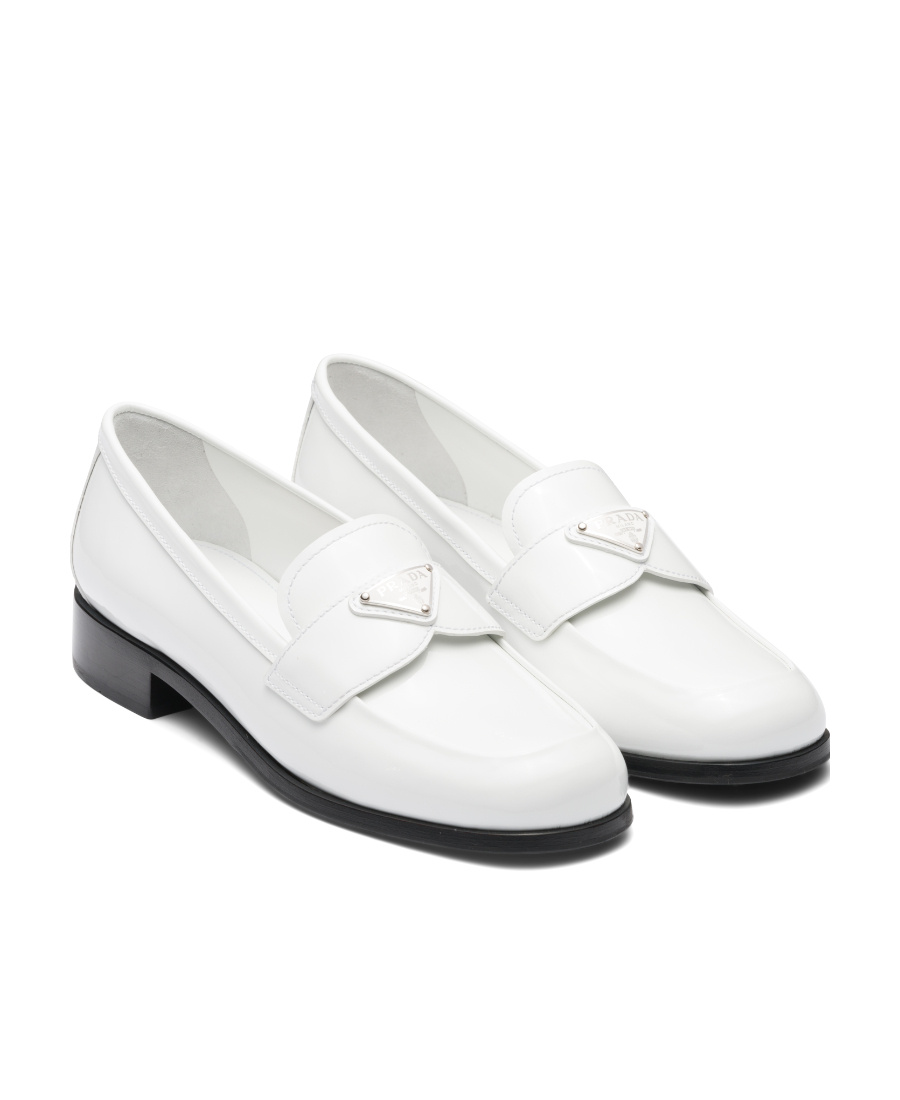 Prada Mocassini In Pelle Bianca  Donna In White