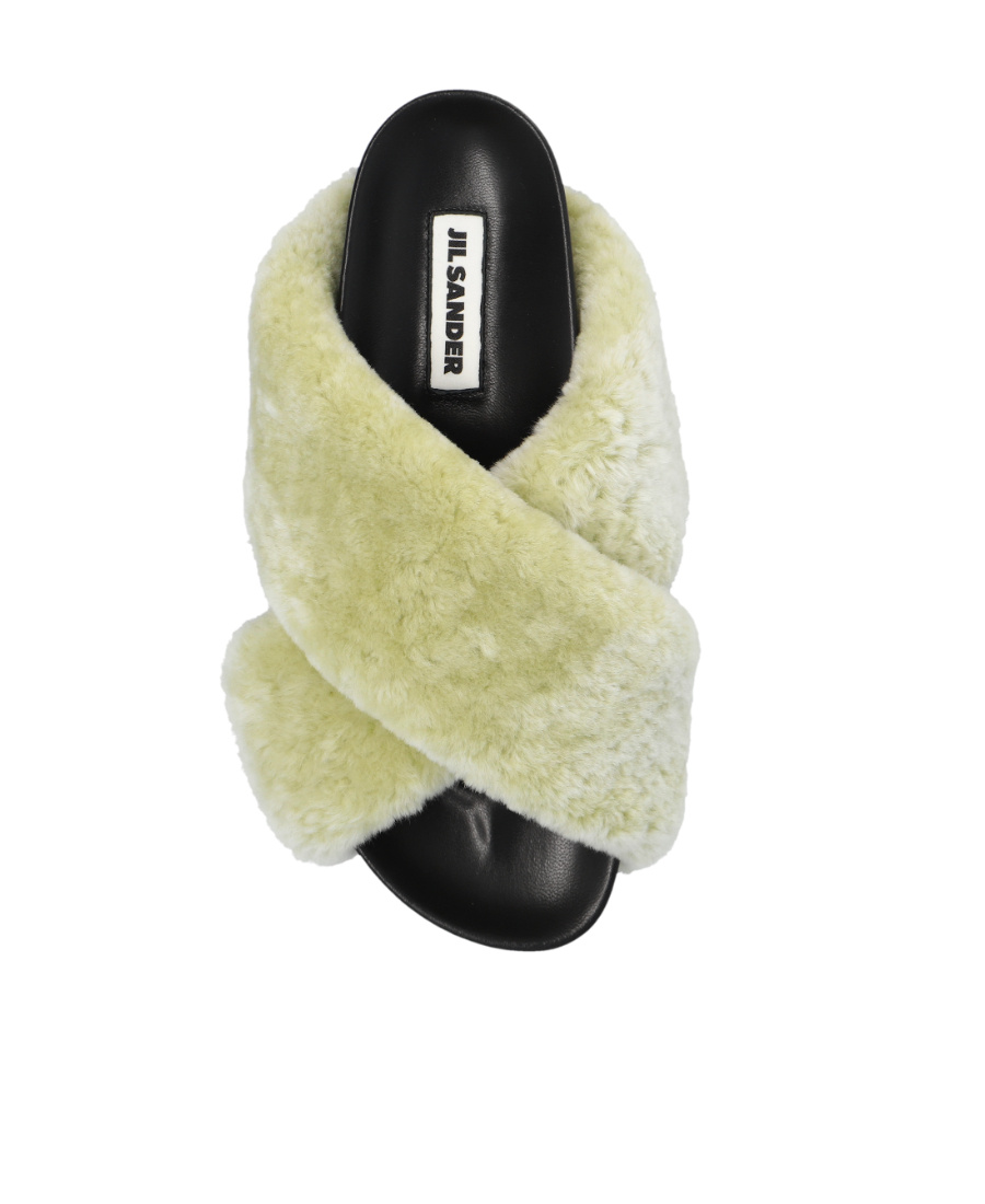 Jil Sander Shearling Cross-over Sandals In Nude