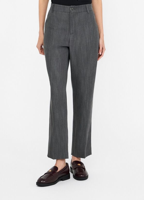 Liu •jo High Waist Straight Casual Pants In Gray