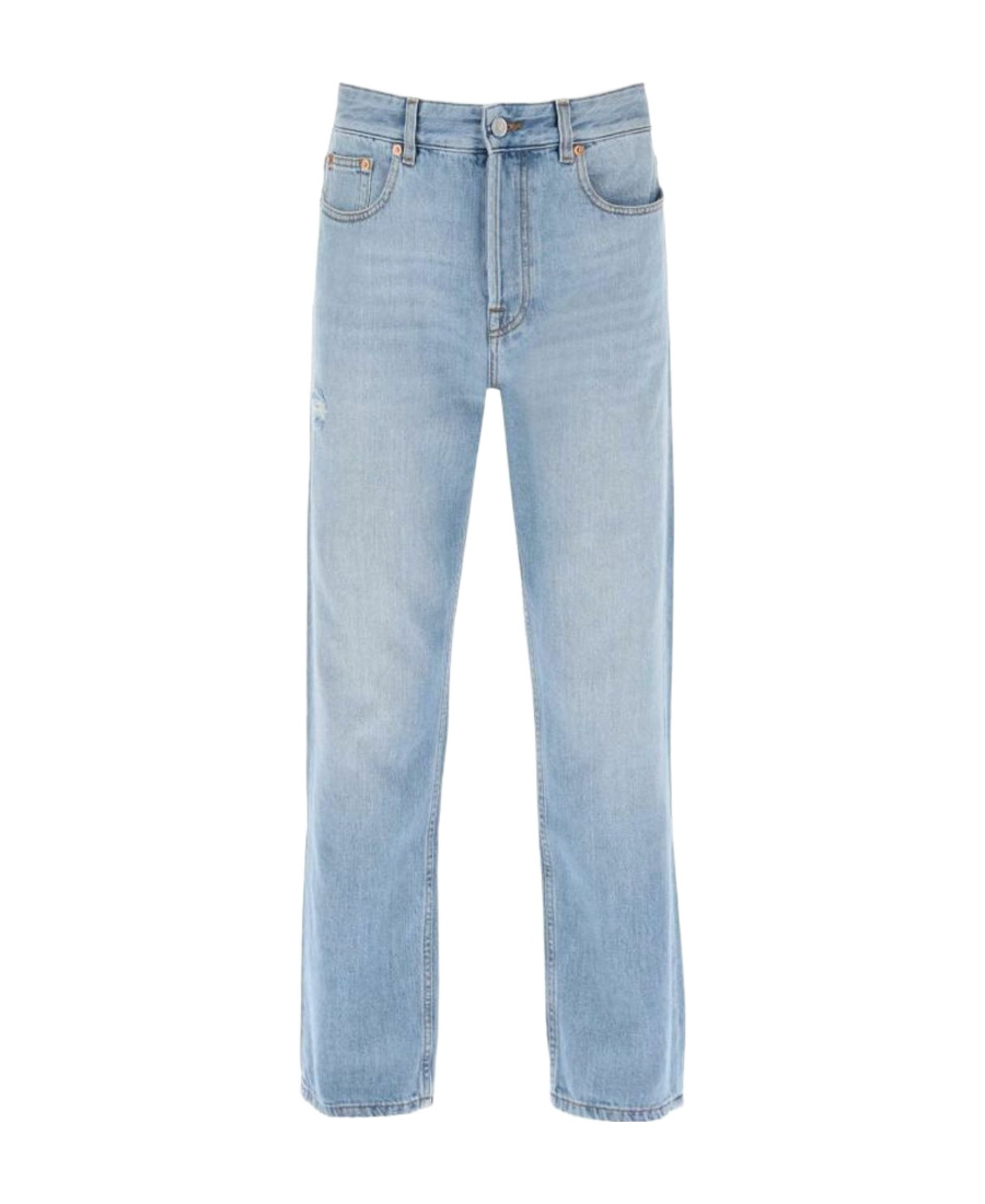 Valentino Vlogo Signature Straight-cut Jeans In Blue