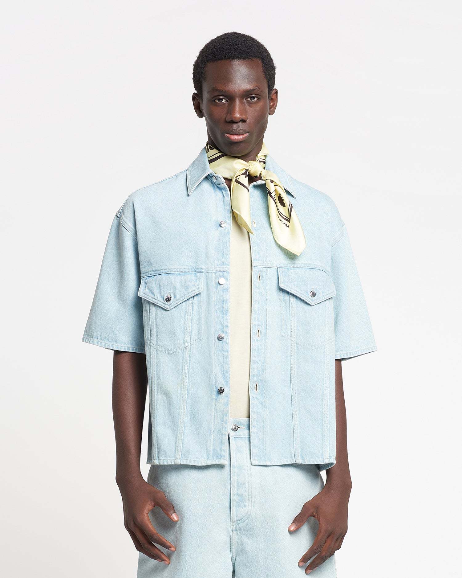 Nanushka Jorge Denim Shirt In Gray