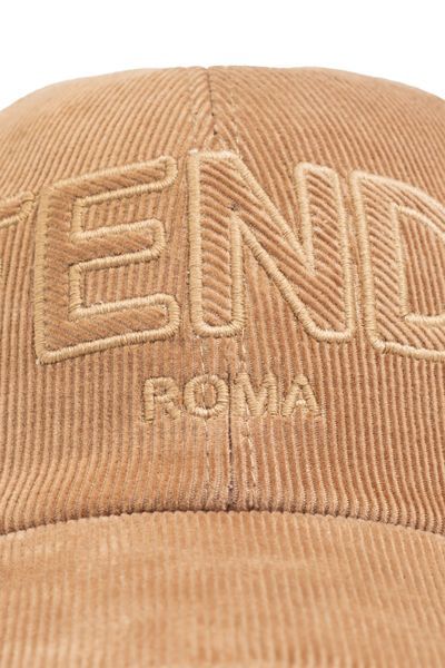 Fendi Logo-appliqué Cap In Nude