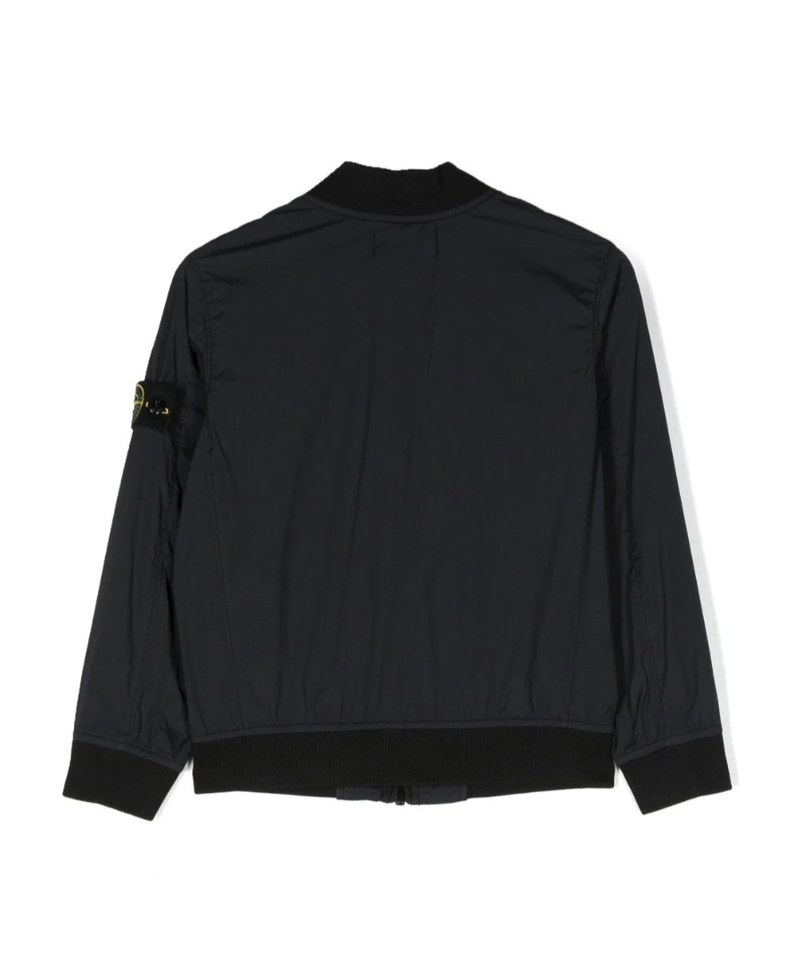 Stone Island Logo-patch Zip-up Bomber Jacket In Black