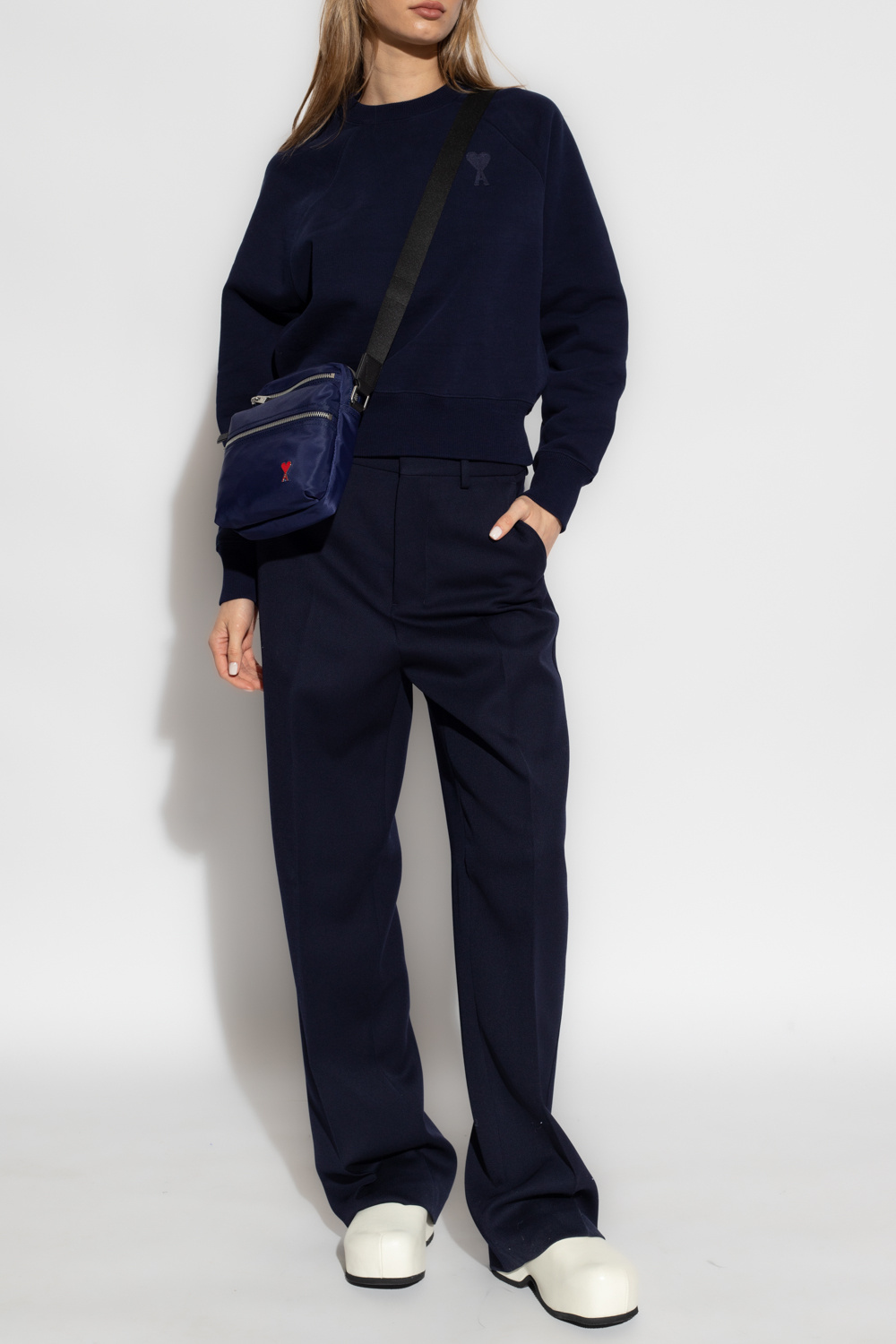 Ami Alexandre Mattiussi High Waist Wool Trousers In Black