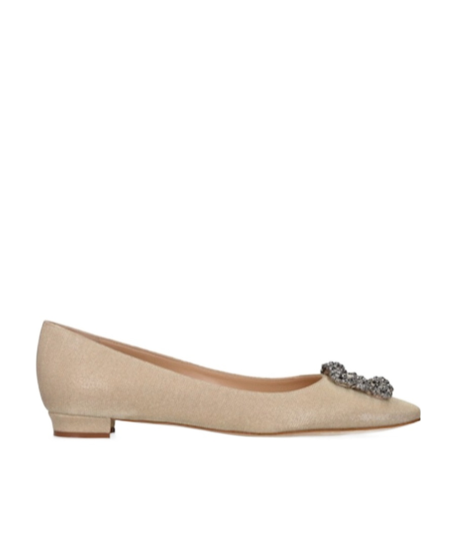 Manolo Blahnik Logo Crystal Decorative Flat Shoes