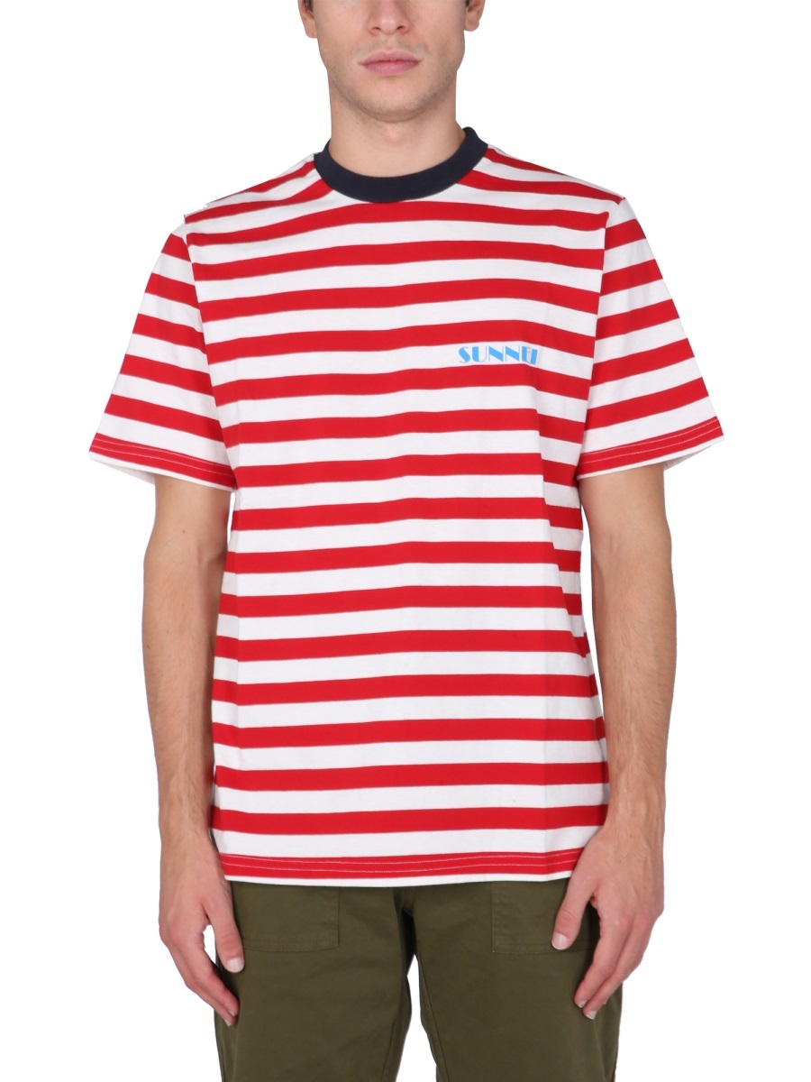 Sunnei Striped T-shirt In Pink