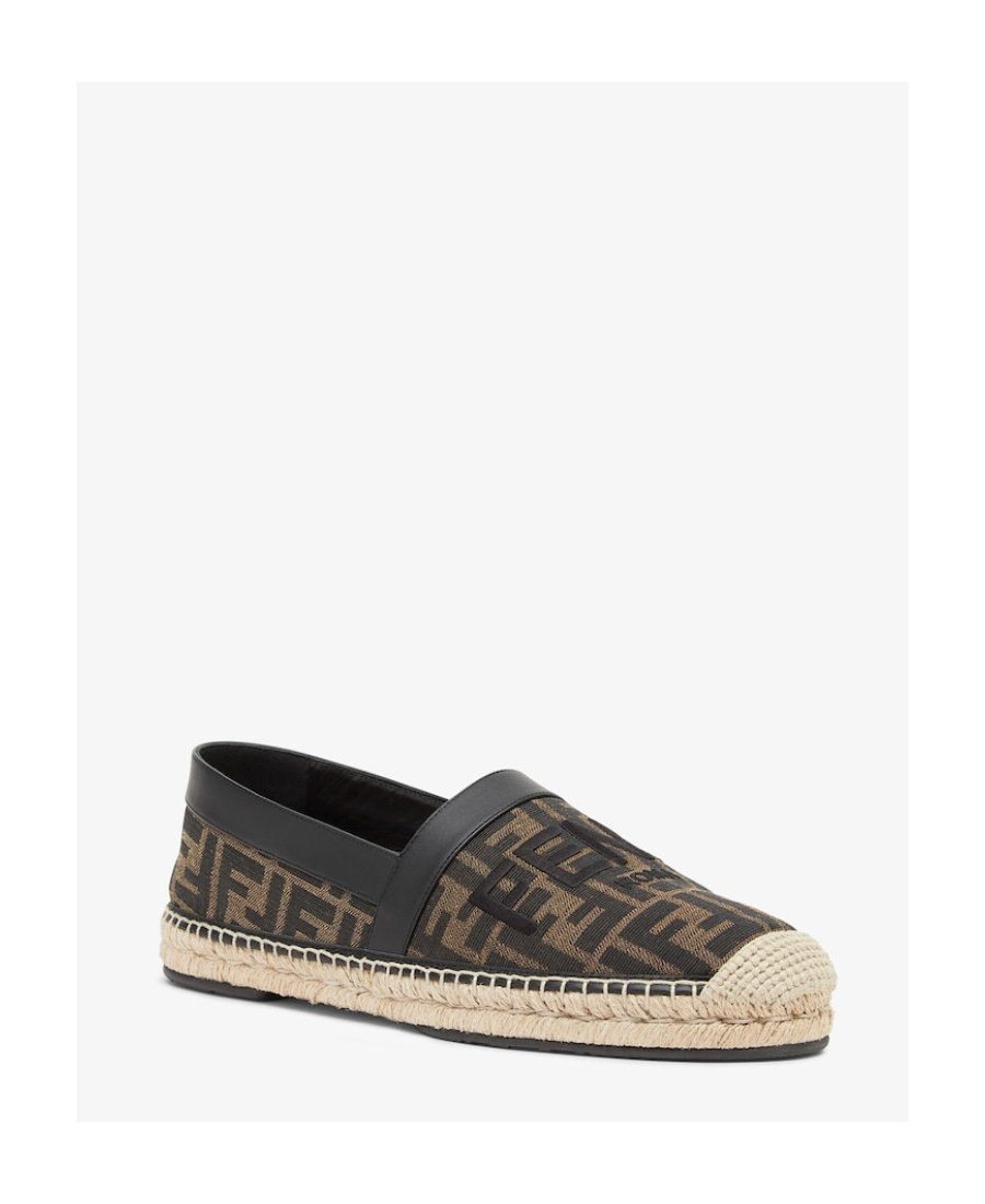 Fendi Ff Monogram-print Cotton Espadrilles In Black