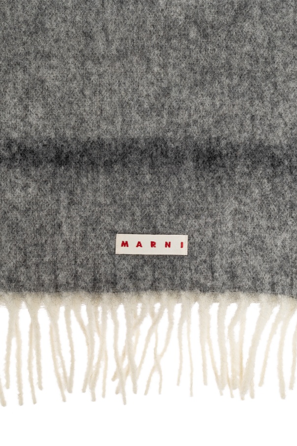 Marni Logo Patch Fringed Scarf
