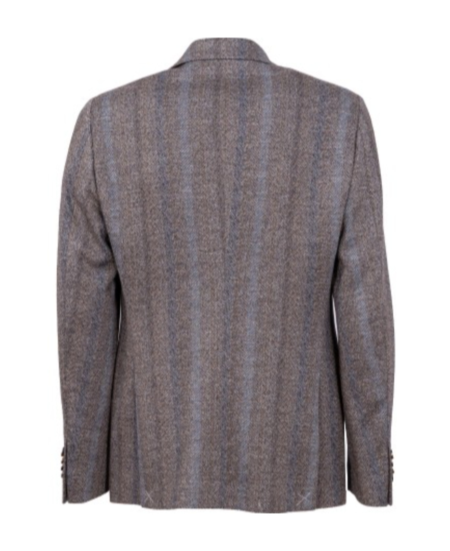 Etro Herringbone Tonal Striped Blazer In Gray