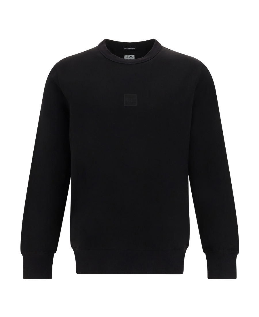 C.p. Company Logo-patch Fleece Sweatshirt In Black