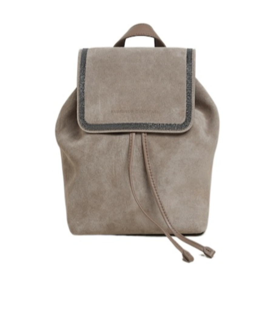 Brunello Cucinelli Logo-debossed Stud-trim Backpack In Nude