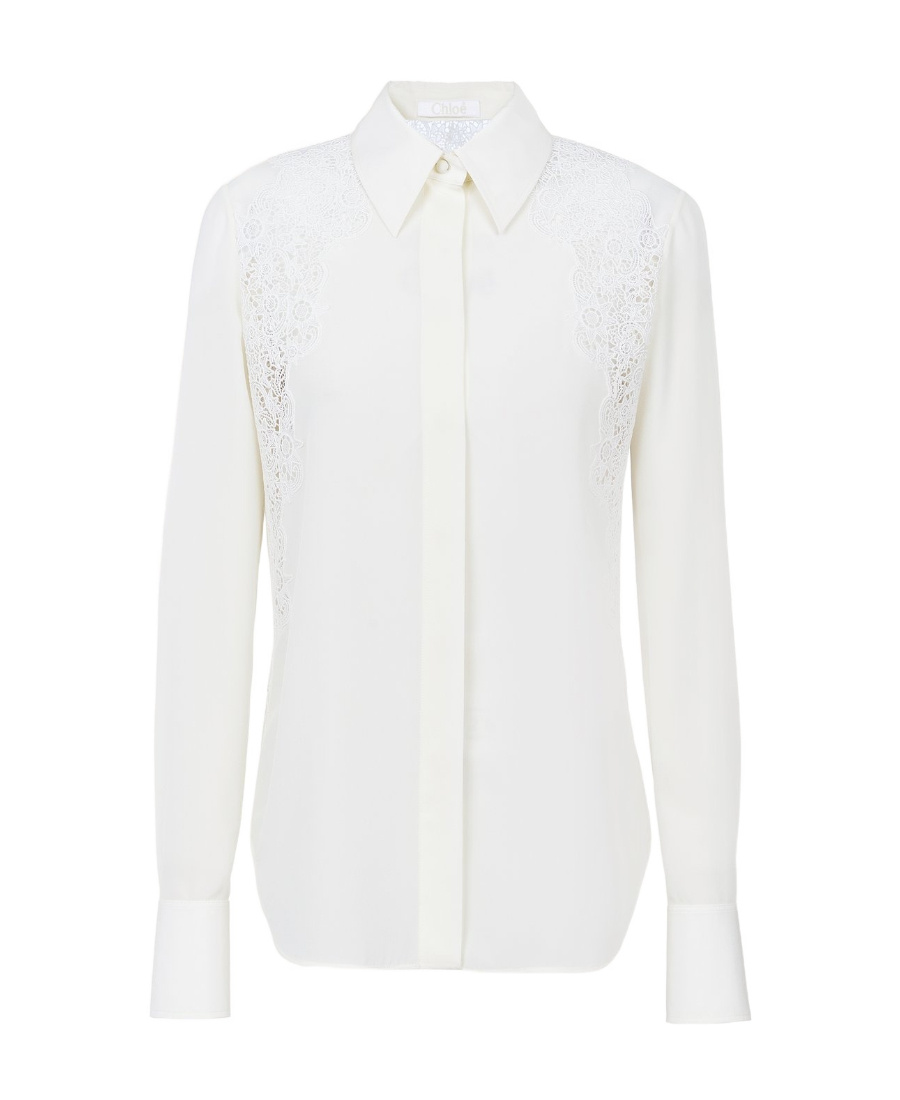 Chloé Ivory Crepe Button-up Shirt In White