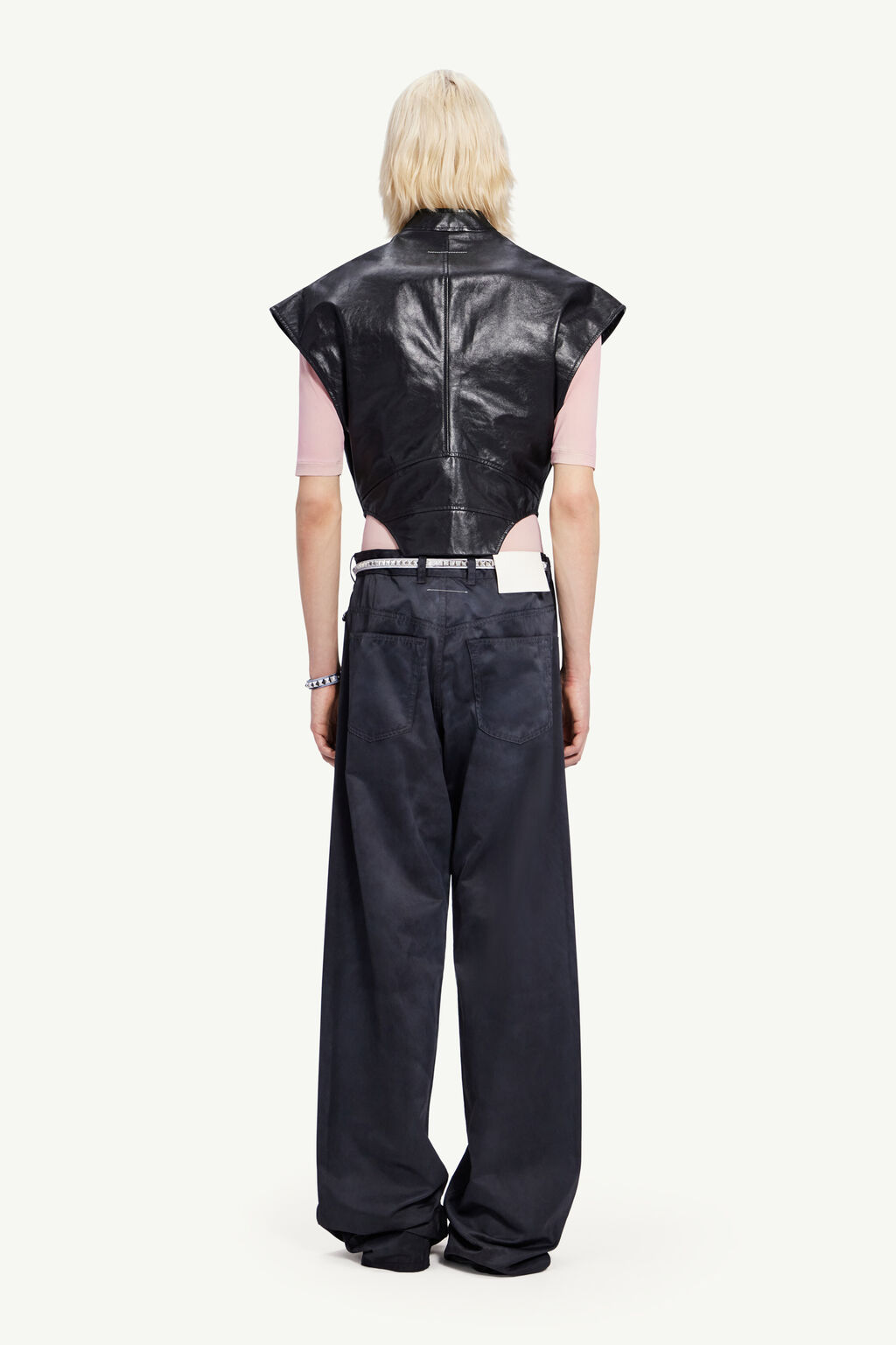 Mm6 Maison Margiela Short-sleeve Leather Jacket In Black | ModeSens