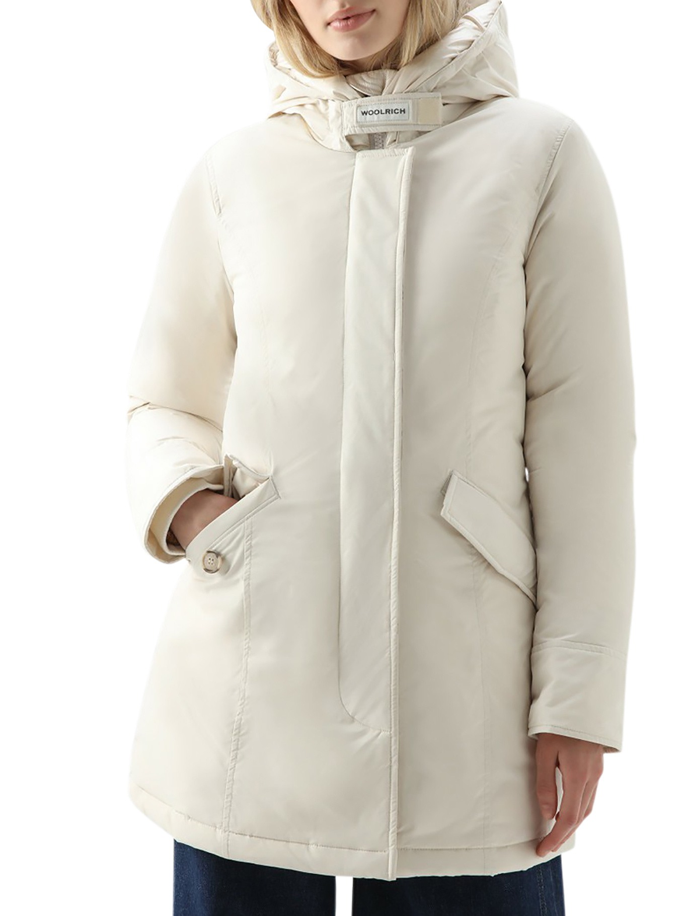 Woolrich Hooded Padded Coat In White
