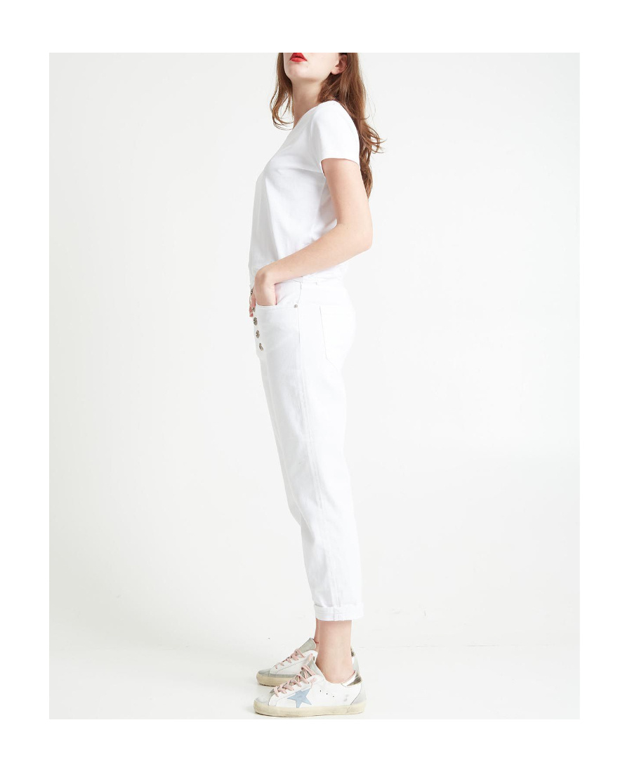 Shop Dondup Button-fastening Denim Jeans In White