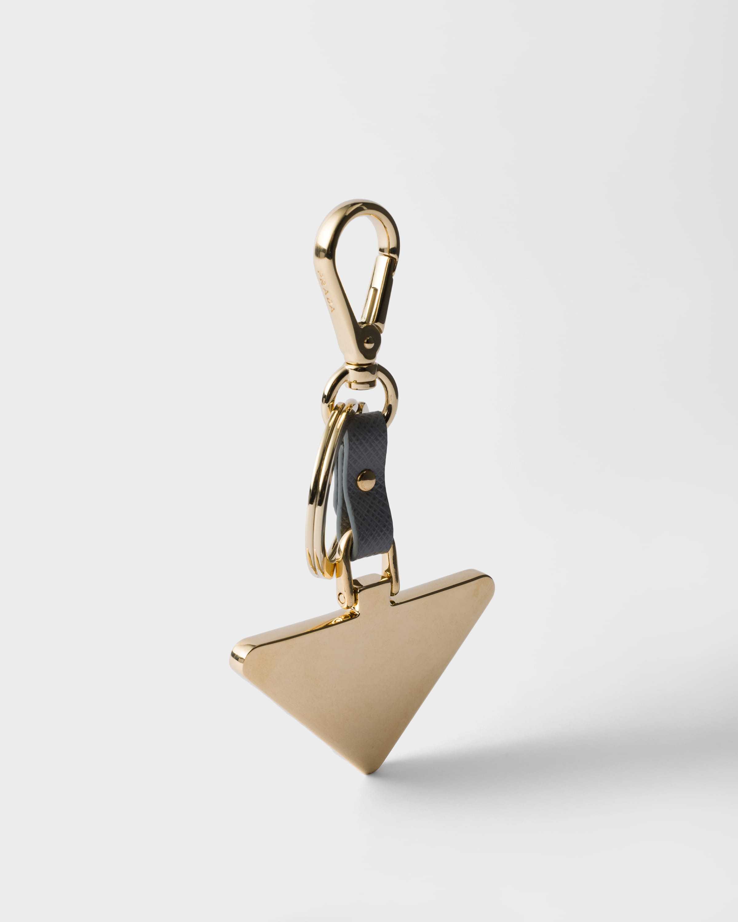 Prada Triangle-logo Keychain In Clay Ash