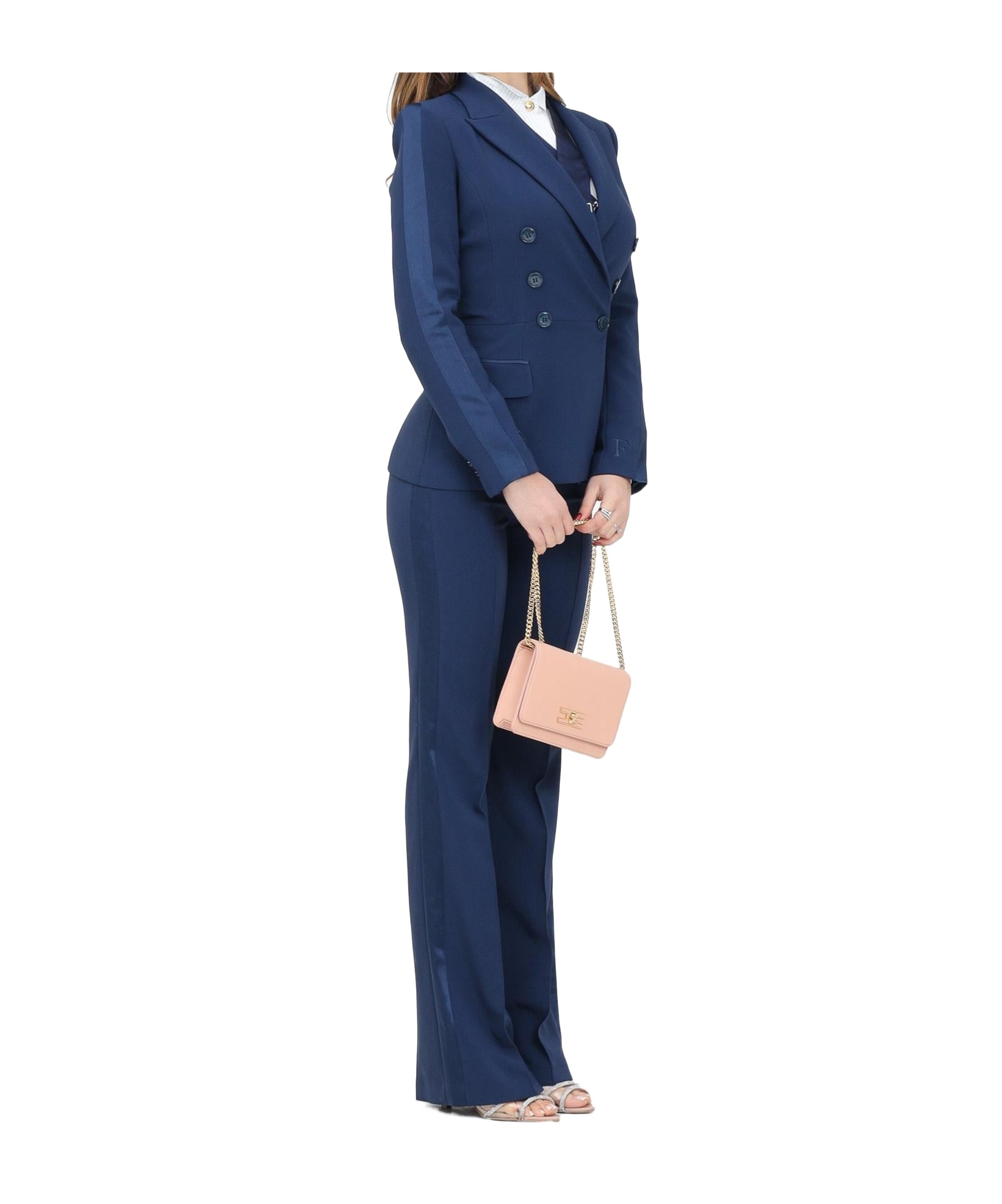 Elisabetta Franchi Long-sleeved Suit And Trouser Set In Blue
