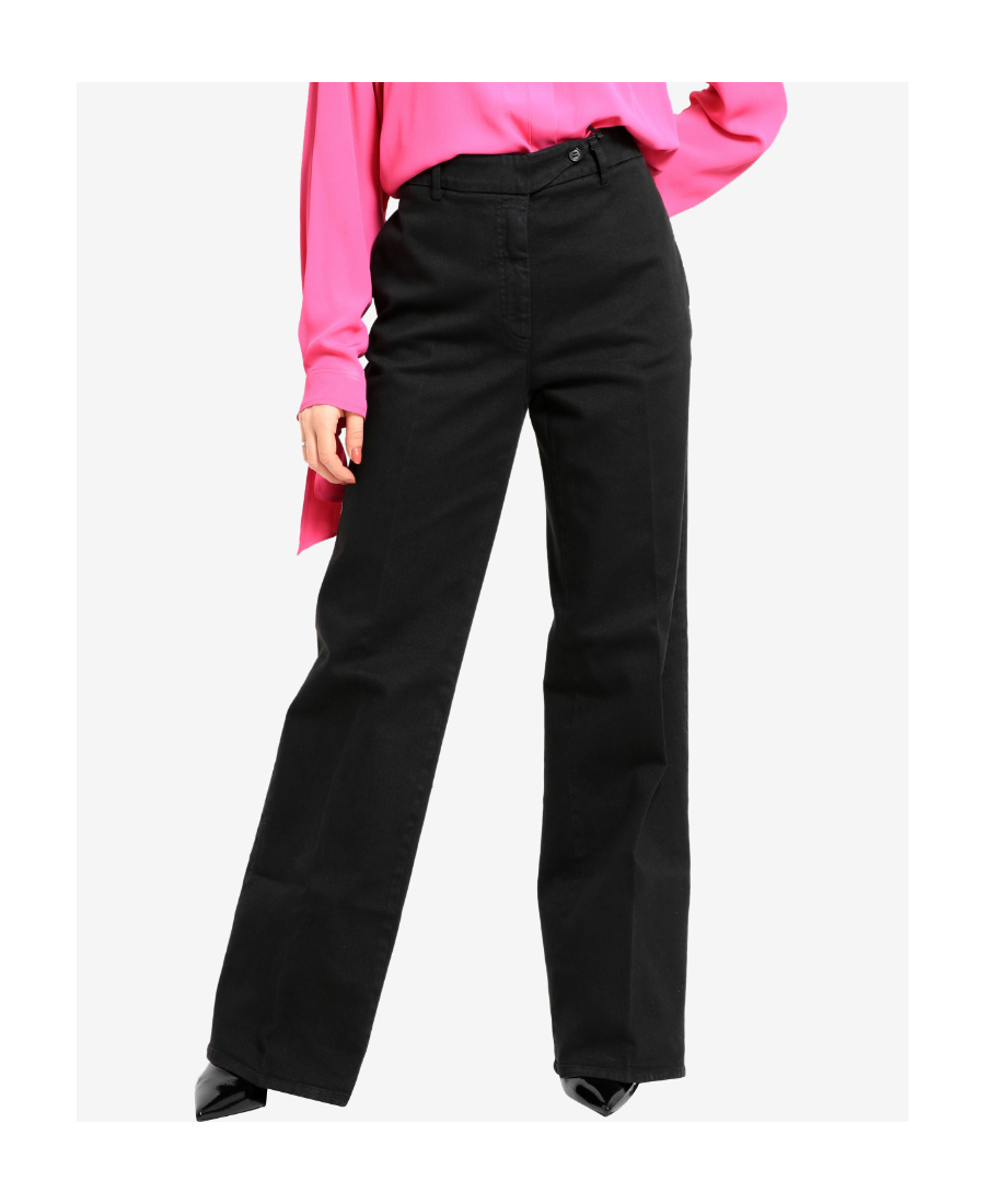 N°21 Belt Ring Button Casual Pants In Black