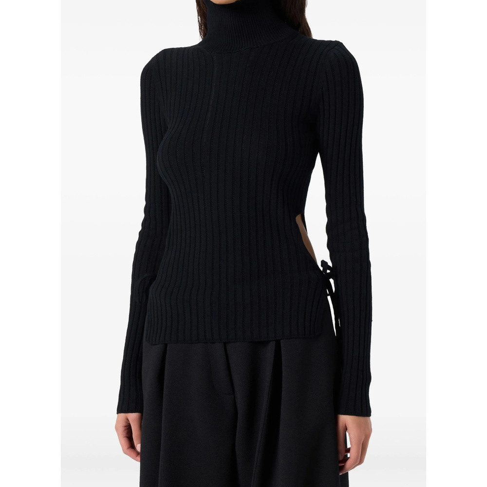 Blumarine Turtleneck Cut-out Top In Black