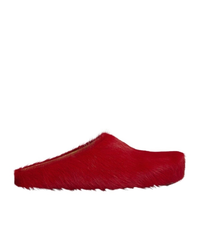 Marni Sabot Brushed Leather Slides In Red