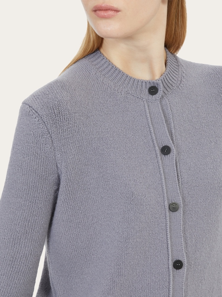 Ferragamo Long-sleeved Sweater In Gray