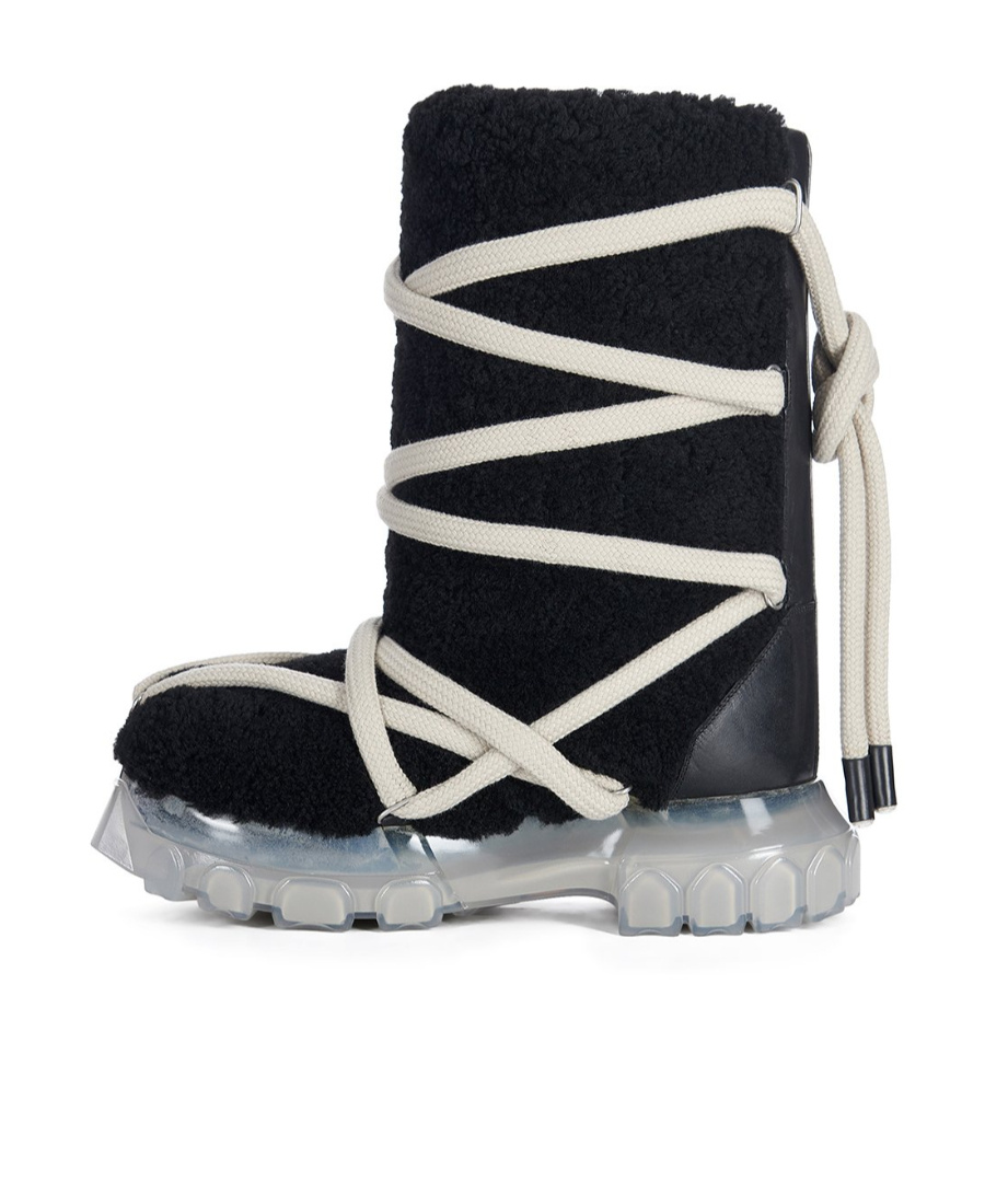 Rick Owens Lunar Tractor Calf-length Boots In Black