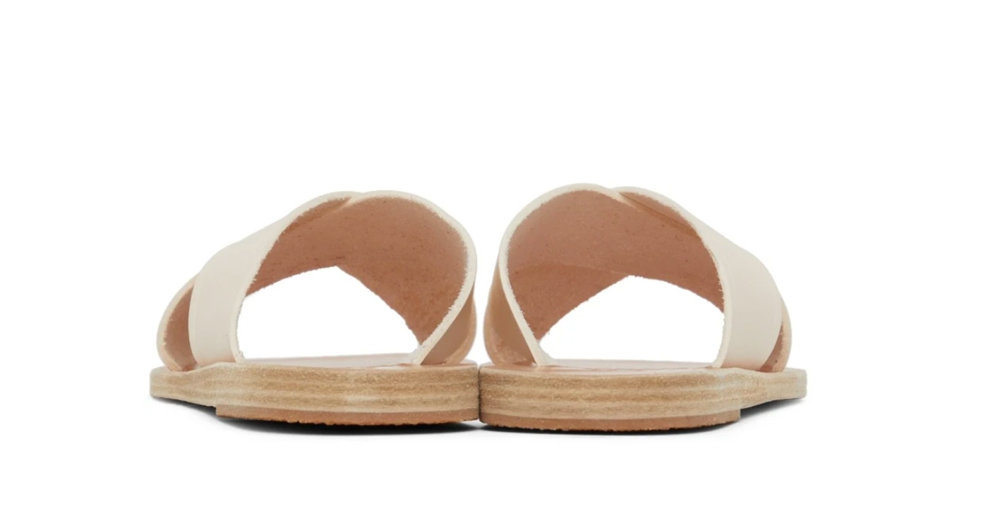 Ancient Greek Sandals Thais Flat Leather Sandals In White