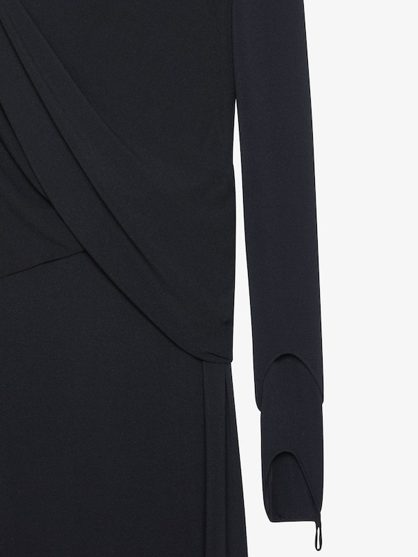 Givenchy Asymmetric Draped Midi Dress In Black