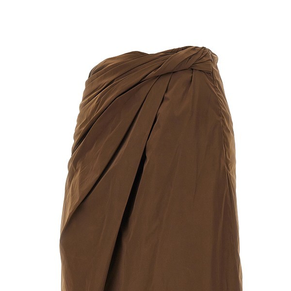 Bally Draped Nylon Skirt In Brown
