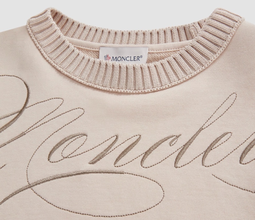 Moncler Round-collar Long-sleeve Hoodie In Nude