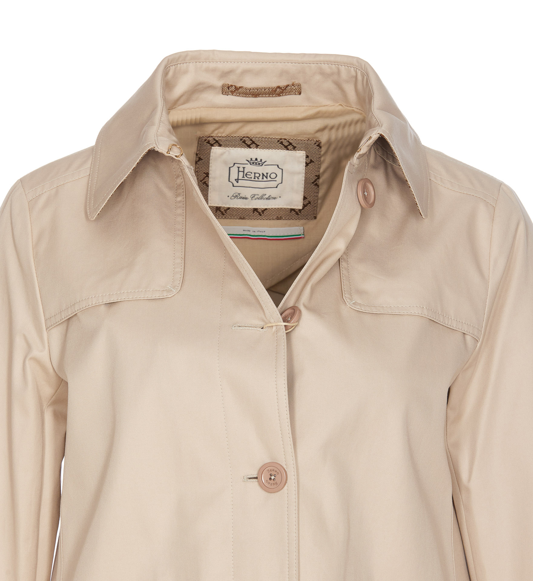Shop Herno Long Sleeve Trench Coat In Nude