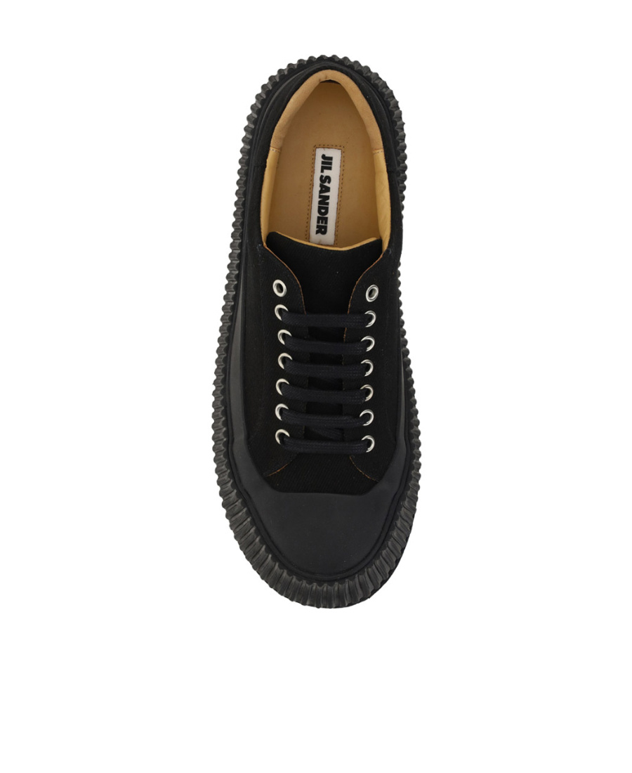 Jil Sander Lace-up Canvas Sneakers With Chunky Sole In Black