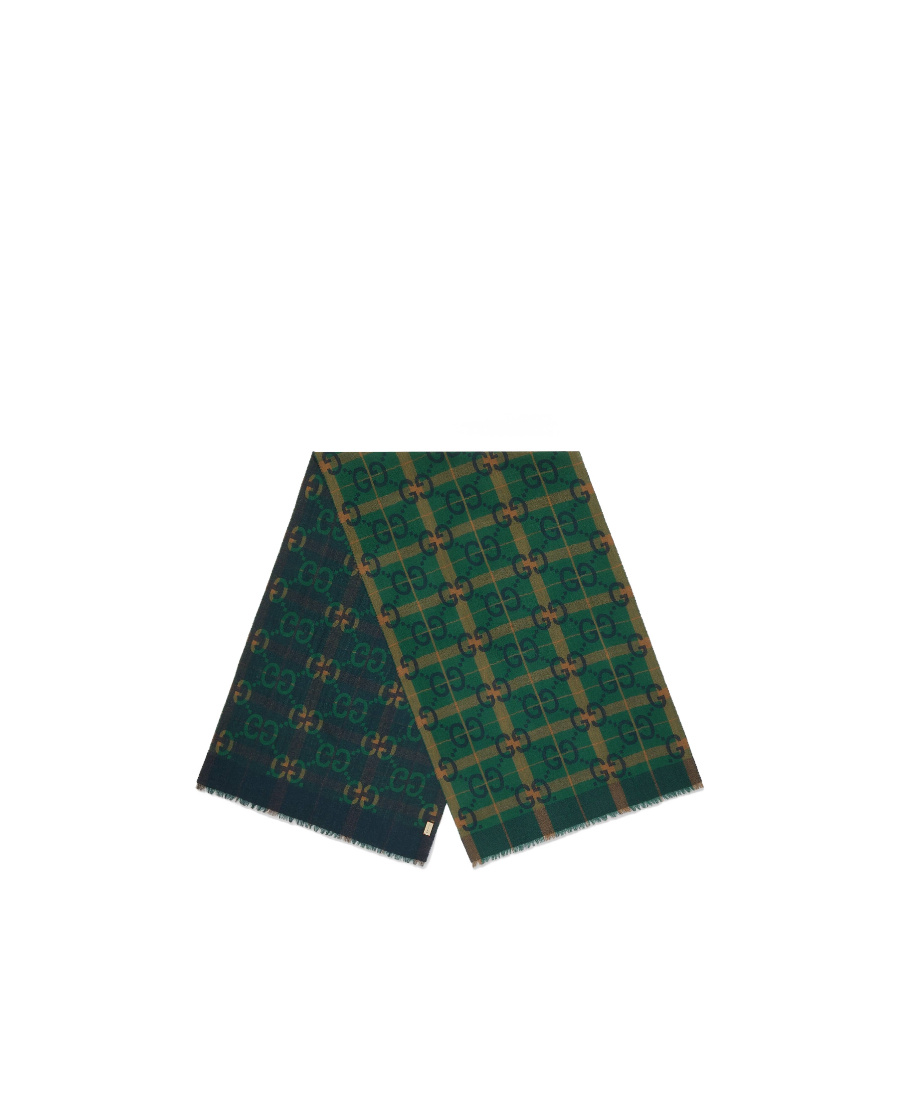 GUCCI GG-PATTERN WOOL SCARF