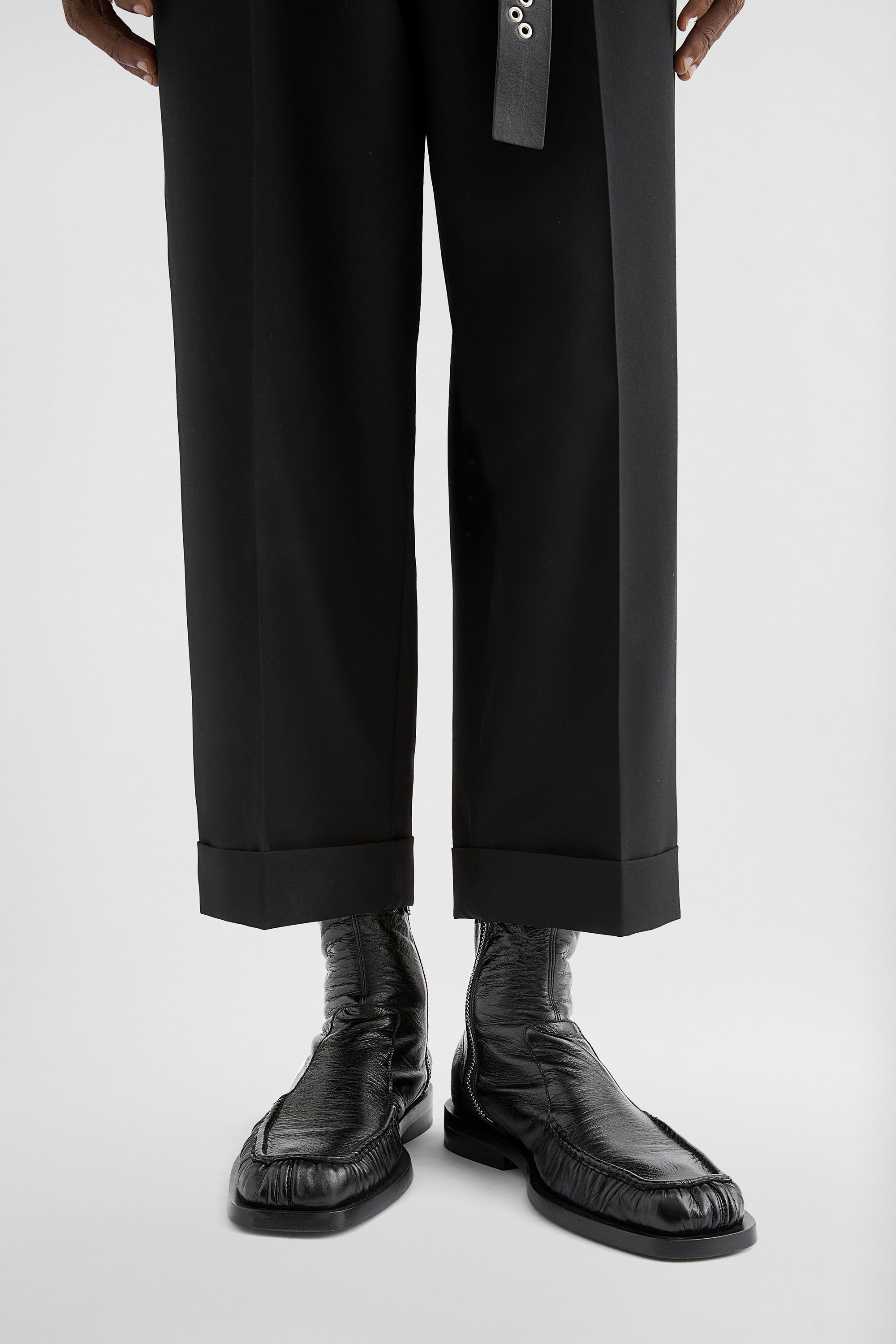 Jil Sander Men Black Leather Ankle Boots